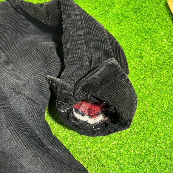 Vintage Corduroy Chore Jacket 2XL-3XL FLANNEL LINED 70s Chore Coat Black - Picture 4 of 8